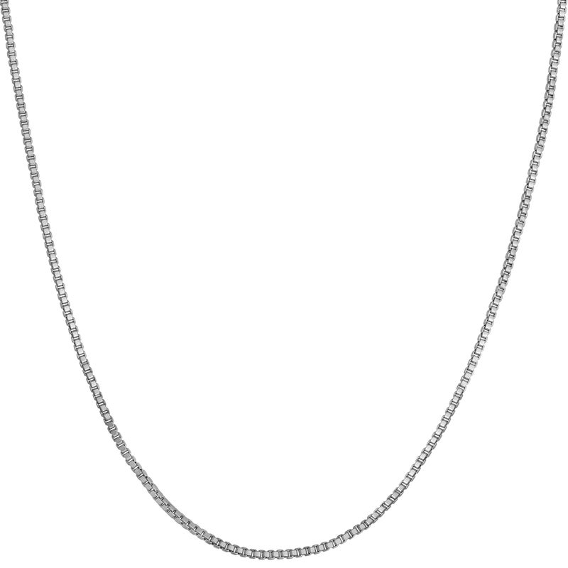 LIFETIME JEWELRY 1mm Box Chain Necklace for Women and Men 24k Real Gold Plated (22 inches, White Gold) - Image 1